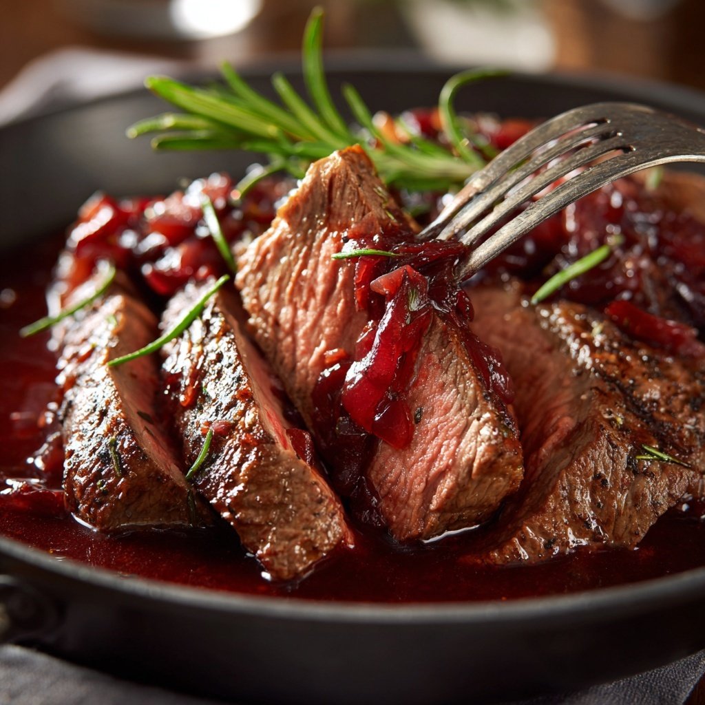 Steak mit Rotwein-Schalotten