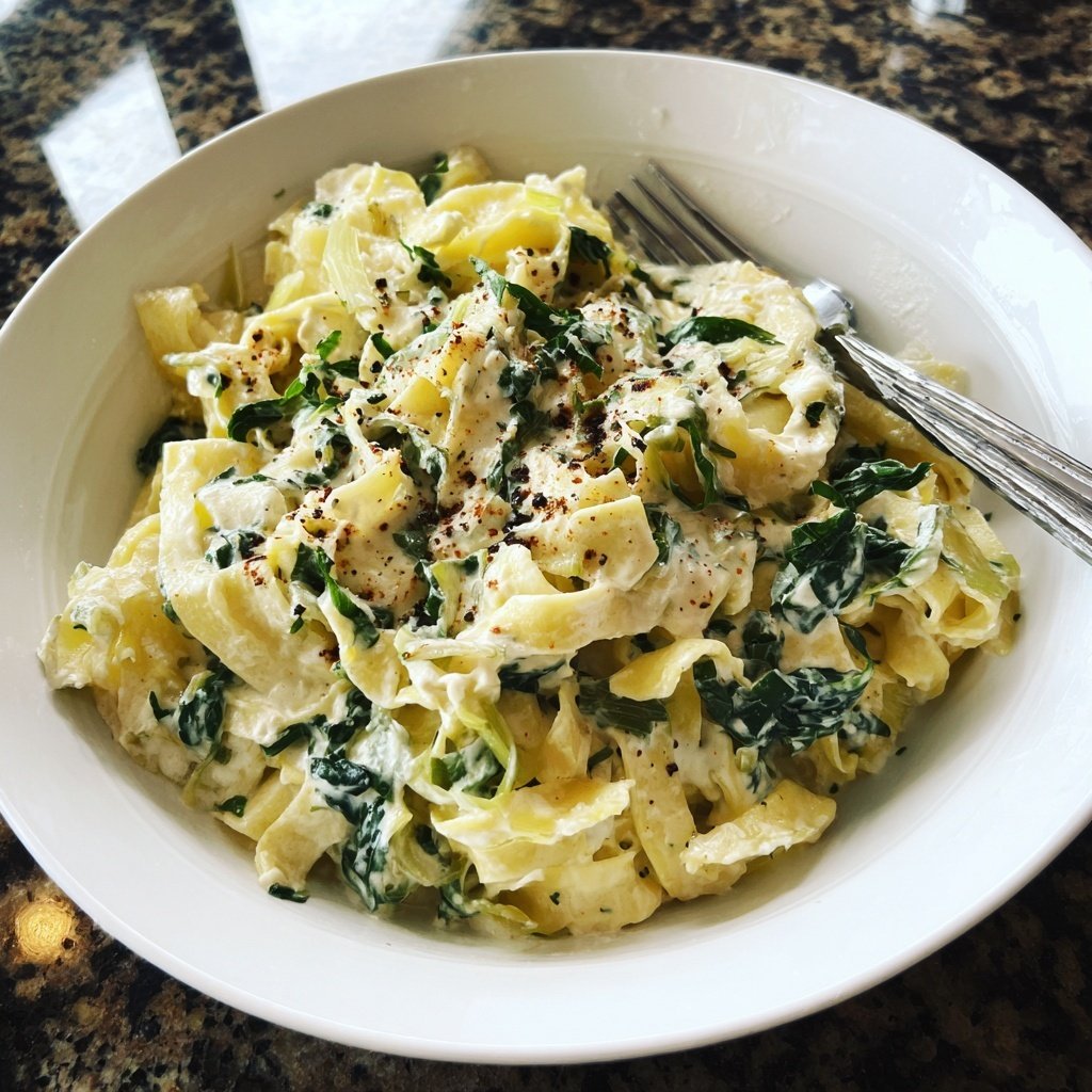 Tagliatelle mit Lauch und Sahne