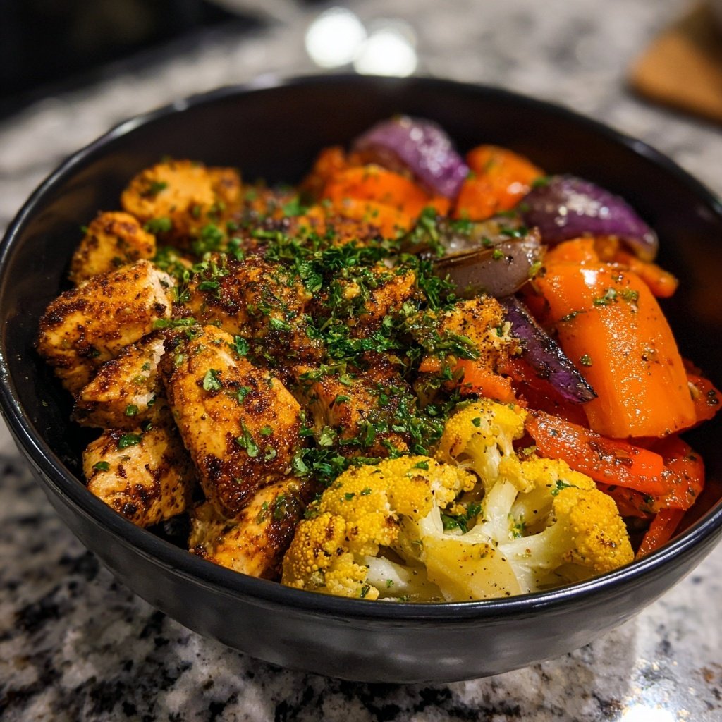 Kalorienarme Hähnchen Bowl Mit Gemüse