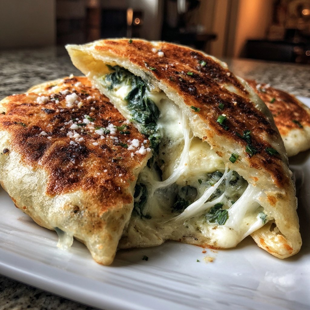 Pfannkuchen mit Spinat und Käse