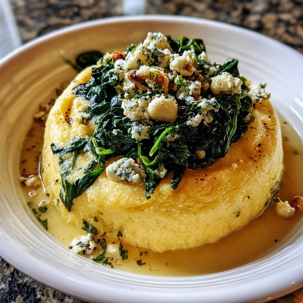 Polenta mit Spinat und Gorgonzola