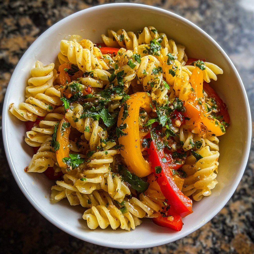 Mediterraner Nudelsalat Mit Paprika