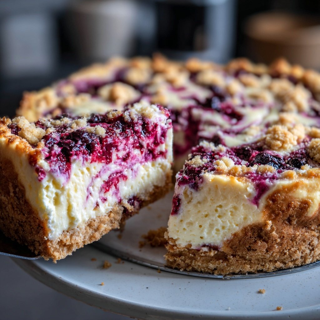 Käsekuchen mit Beeren-Swirl
